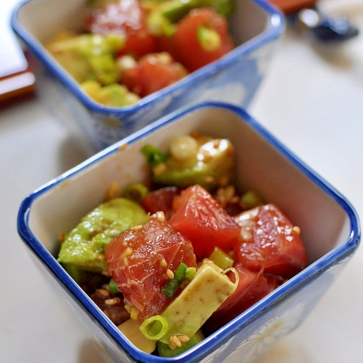 えごま油使用 まぐろとアボカドのポキ レシピ 作り方 By ねこすけ 楽天レシピ